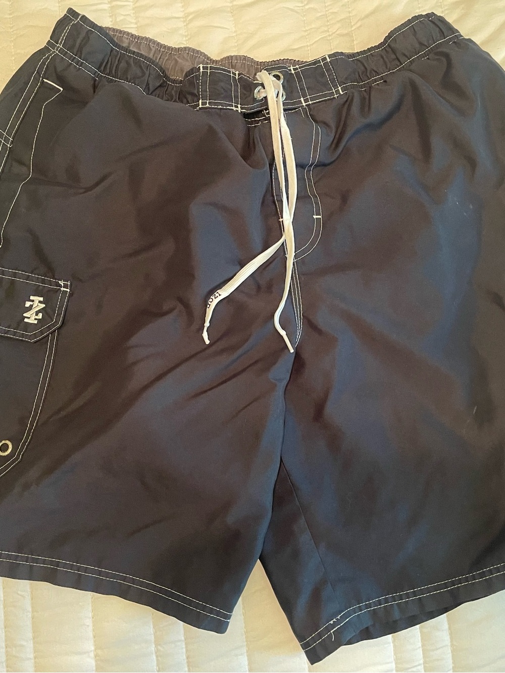 Izod Black Men's Lined Swim Board Shorts with Contrast Stitching